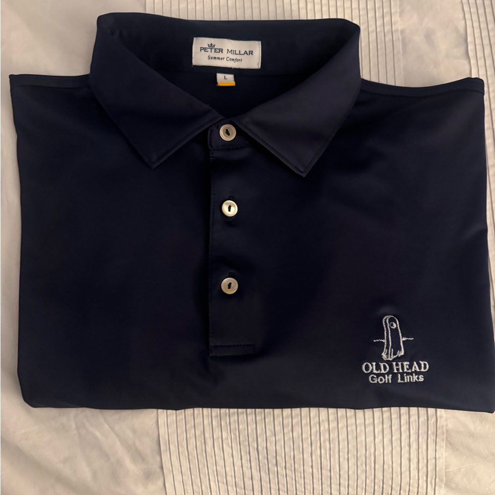 Peter Millar Navy Golf Polo Shirt OLD HEAD IRELAND *RARE